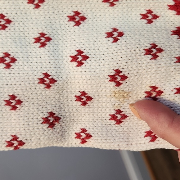 Covington size XL (18) 100% cotton red white fair isle Nordic sweater - Picture 3 of 14